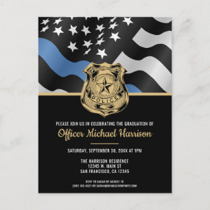 Police Academy Graduation Party Law Enforcement Invitation Postcard