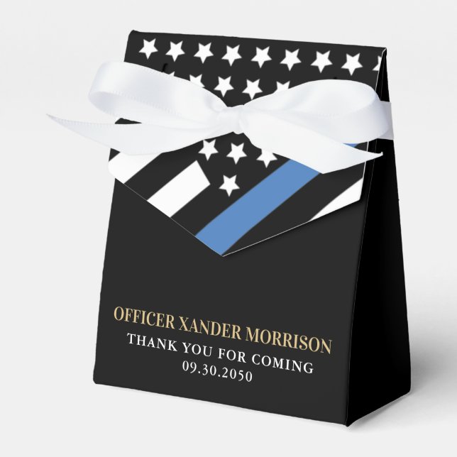 Police Academy Graduation Party Thin Blue Line Favour Box (Front Side)