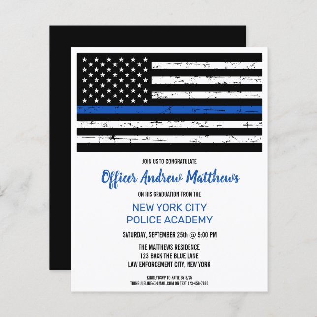 Police Academy Graduation Thin Blue Line Budget (Front/Back)