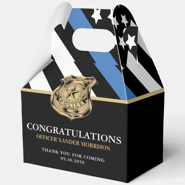 Police Academy Graduation Thin Blue Line Flag Favour Box (Front)