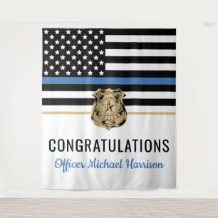 Police Academy Graduation Thin Blue Line Party Tapestry