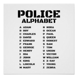 Police Alphabet From Adam to Zebra Unique Poster