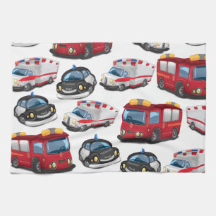 Police, Ambulance and Fire Service transport Tea Towel
