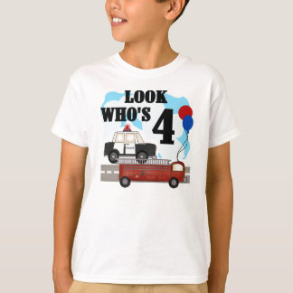 Police and Fire 4th Birthday T-Shirt
