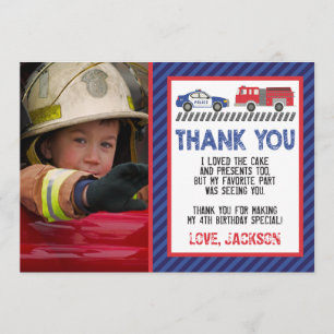 Police and Fire Thank You Card with Photo