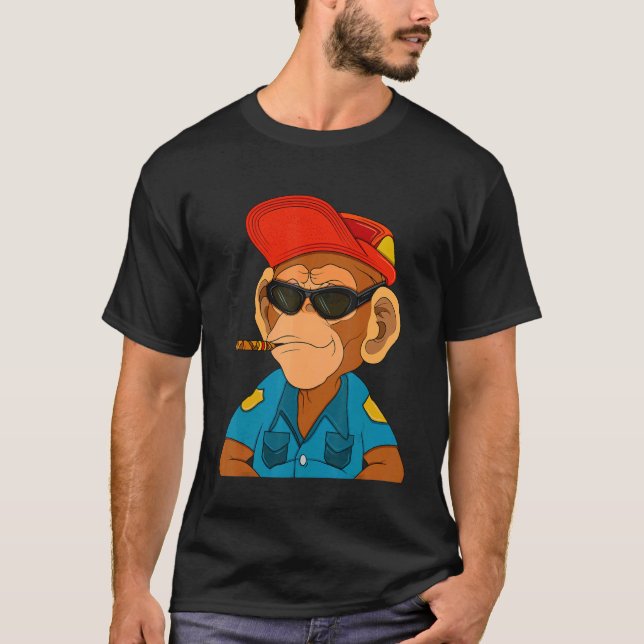 Police Ape NFT Themed Monkey Officer T-Shirt (Front)