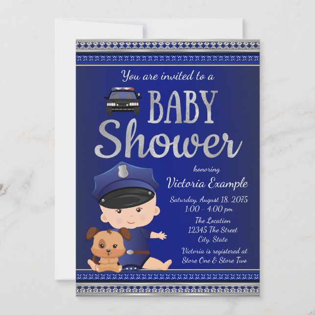Police Baby Shower Invitations (Front)
