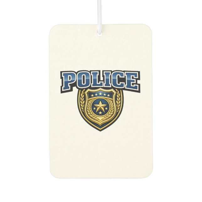 Police Badge Bold Text Design Car Air Freshener (Front)