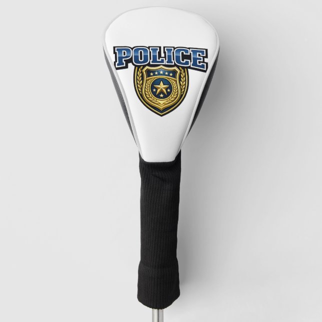 Police Badge Bold Text Design Golf Head Cover (Front)