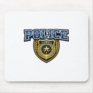 Police Badge Bold Text Design Mouse Pad