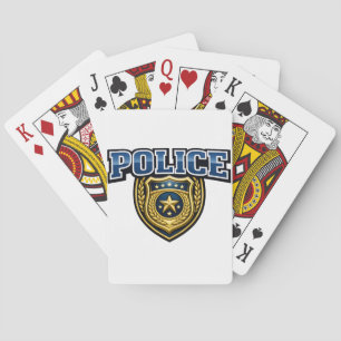 Police Badge Bold Text Design Playing Cards