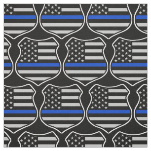 Police badge flag american with thin blue line fabric