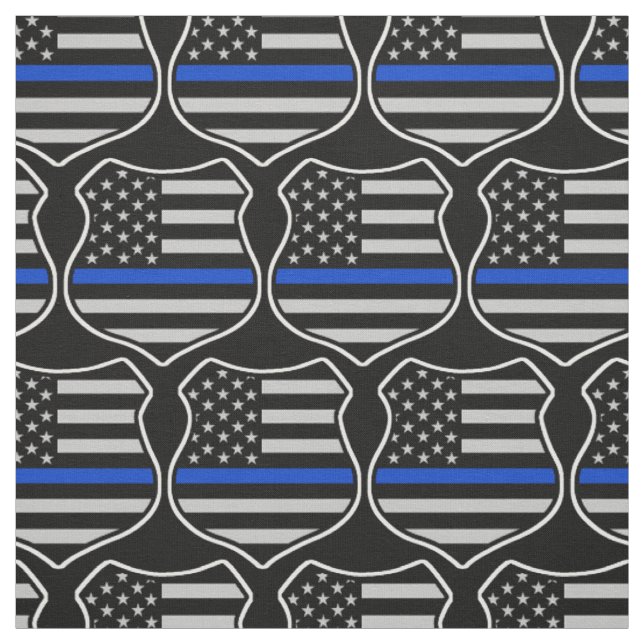 Police badge flag american with thin blue line fabric (Swatch)