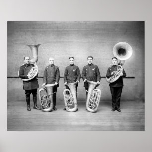 Police Band Tuba Players, 1915. Vintage Photo Poster
