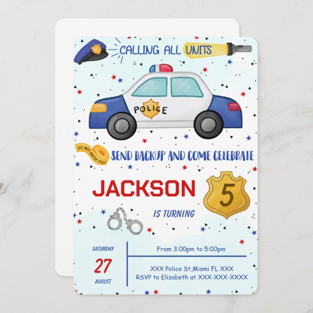 Police Birthday Invitation (Front/Back)