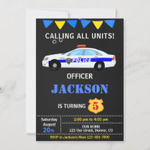 Police birthday invitation Boy officer bday party