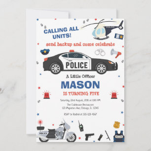 Police Birthday Invitation Police Officer Party