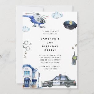 Police Birthday Invitation Police Officer Party
