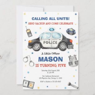 Police Birthday Invitation Police Officer Party