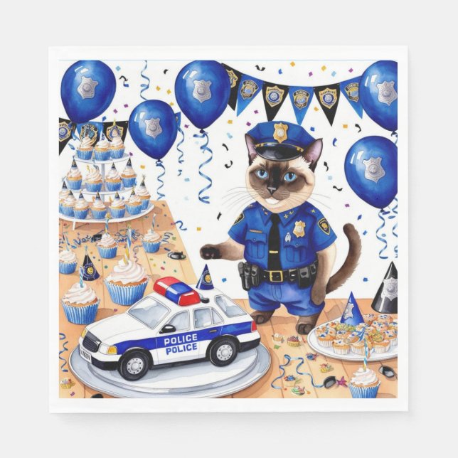 Police Birthday  Napkin (Front)