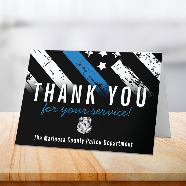 Police Blue Line American Flag First Responder Thank You Card (Police Blue Line American Flag First Responder Thank You Card)