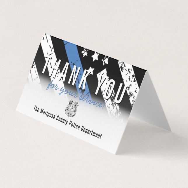 Police Blue Line American Flag Thank You Business  Business Card (Front)