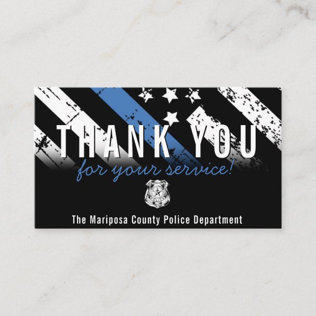 Police Blue Line American Flag Thank You Business Card (Front)