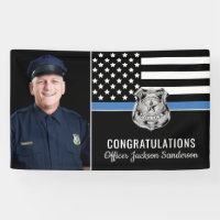 Police Blue Line Flag Congrats Photo Retirement