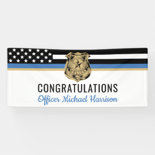Police Blue Line Flag Congratulations Graduation Banner