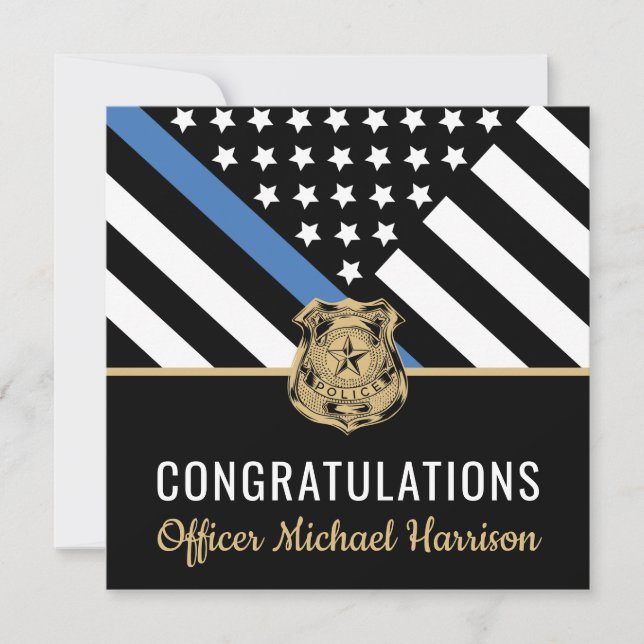 Police Blue Line Flag Congratulations Graduation Card (Front)