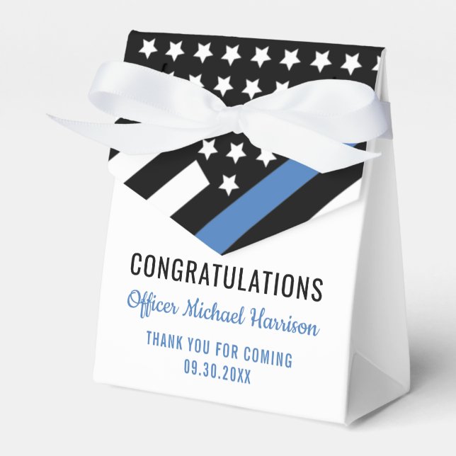 Police Blue Line Flag Congratulations Graduation Favour Box (Front Side)