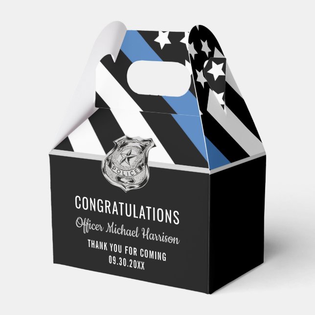 Police Blue Line Flag Congratulations Graduation Favour Box (Front Side)