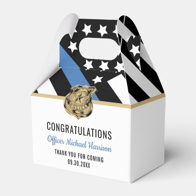 Police Blue Line Flag Congratulations Graduation Favour Box (Back Side)