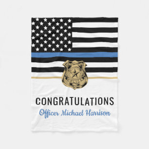 Police Blue Line Flag Congratulations Graduation Fleece Blanket
