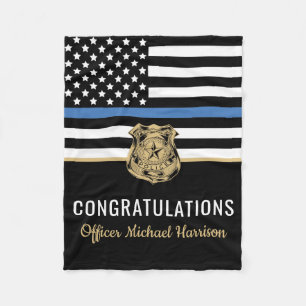 Police Blue Line Flag Congratulations Graduation Fleece Blanket