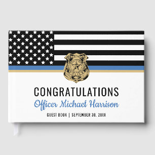 Police Blue Line Flag Congratulations Graduation Guest Book