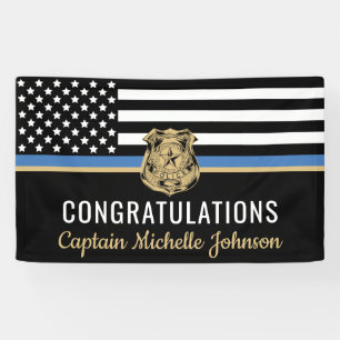 Police Blue Line Flag Congratulations Retirement Banner