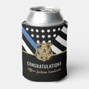 Police Blue Line Flag Congratulations Retirement Can Cooler