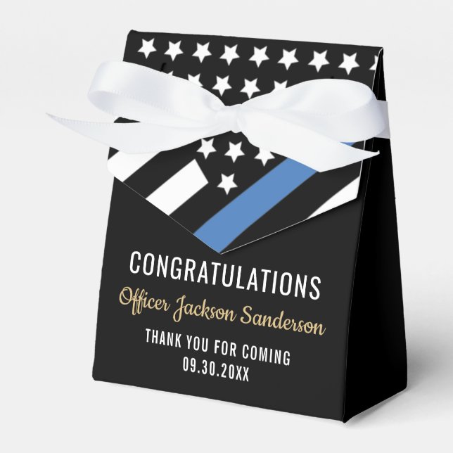 Police Blue Line Flag Congratulations Retirement Favour Box (Front Side)