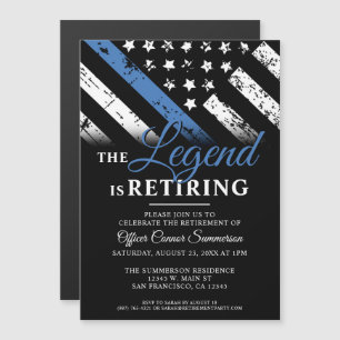 Police Blue Line Flag Law Enforcement Retirement Magnetic Invitation