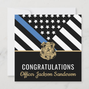 Police Blue Line Flag Retirement Congratulations Card