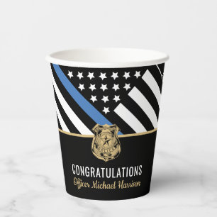 Police Blue Line Law Enforcement Graduation Party Paper Cups