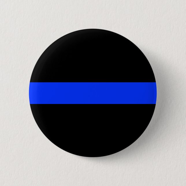 Police Blue Thin Line Button. 6 Cm Round Badge (Front)