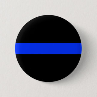 Police Blue Thin Line Button. 6 Cm Round Badge