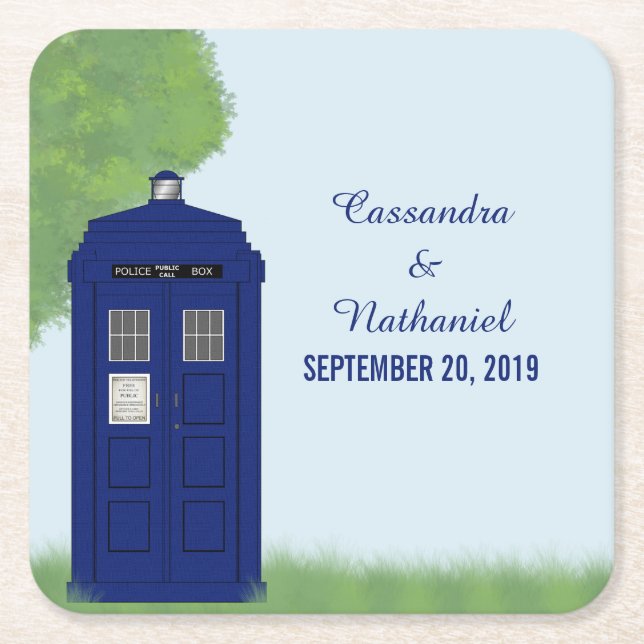 Police Box Wedding Paper Coasters v4 (Front)