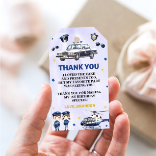 Police Boy 1st Birthday Party Gift Tags