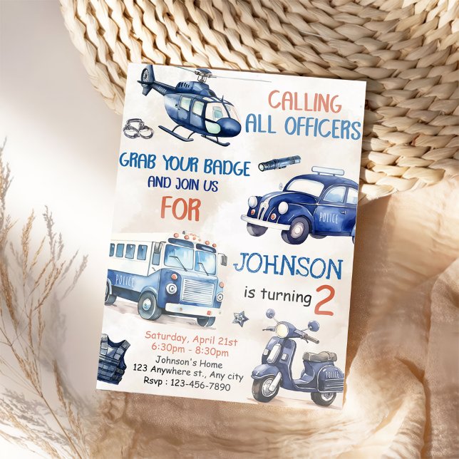 Police Boy 2nd Birthday Party Invitation (Creator Uploaded)