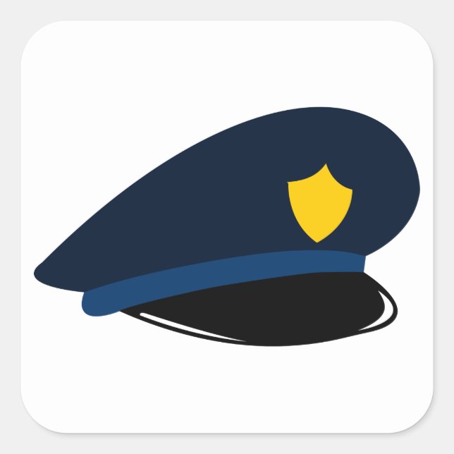 Police Cap Square Sticker (Front)