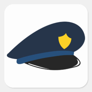 Police Cap Square Sticker