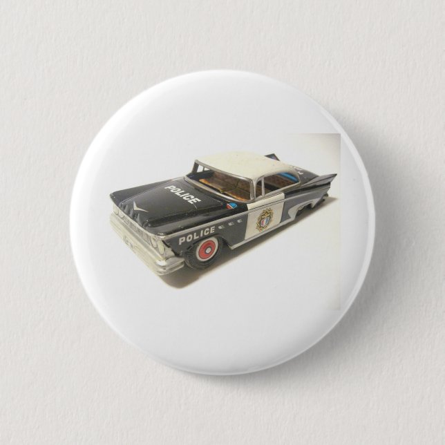 Police Car 6 Cm Round Badge (Front)